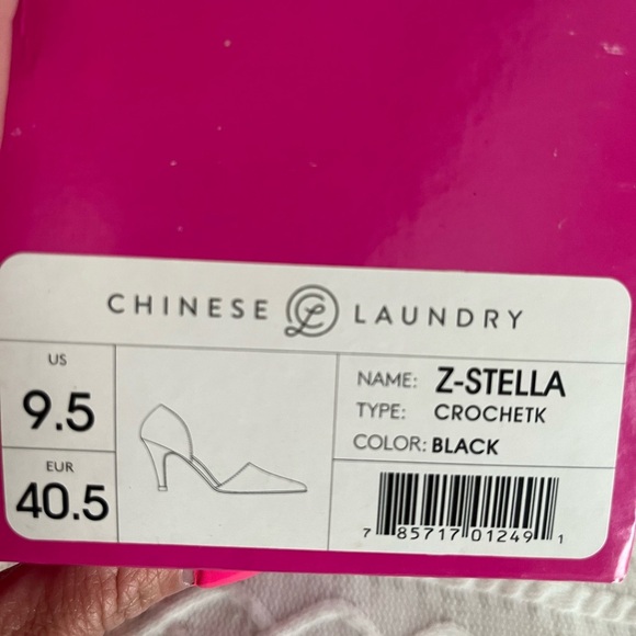 New! Chinese Laundry Black Pointed 4 inch Heels Crochet Fabric Front women’s 9.5 - Picture 2 of 12